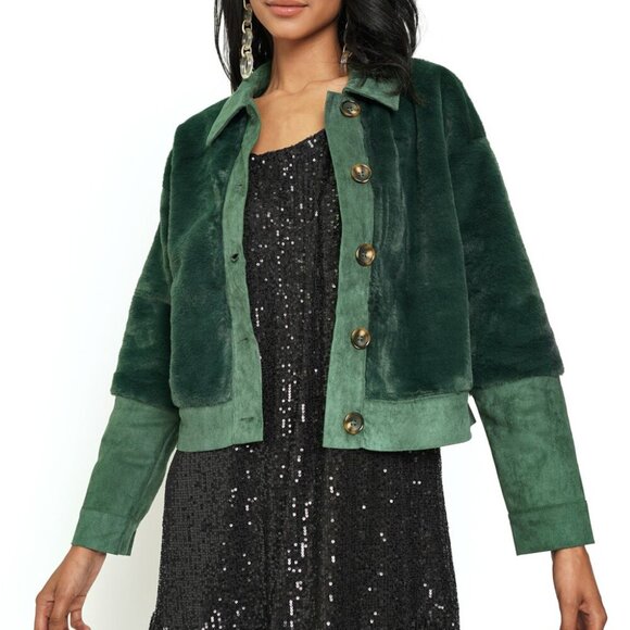 MYSTREE FAUX FUR MIX MEDIA JACKET - Picture 4 of 7